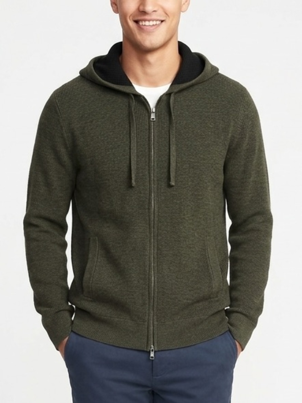 Banana Republic Men's Hemlock Green Knit Hoodie Sz Large